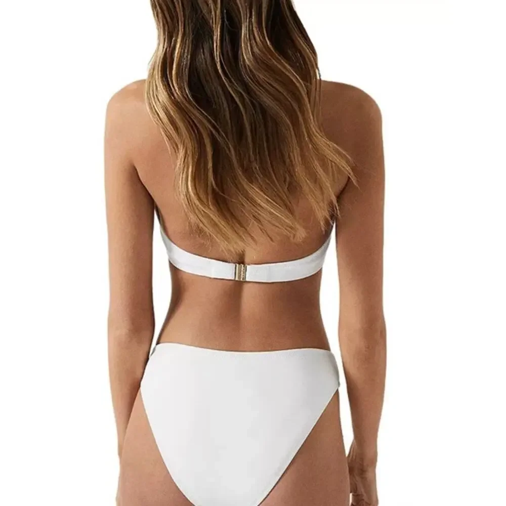 REISS Iris Bathing Suit Top Size 8 NEW Bikini Swim Swimwear White $90